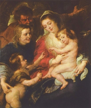 Peter Paul Rubens. Święta Rodzina z Elżbietą i Janem Chrzcicielem (ok. 1634)