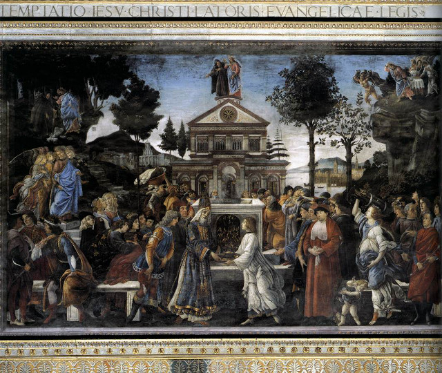 Sandro Botticelli, Kuszenie Chrystusa, fresk, 1481–1482, Kaplica Sykstyńska